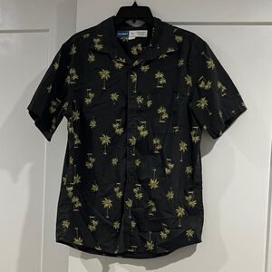 Old Navy Black Shirt with Yellow Palm Print